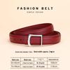 Women's Red Cowhide Leather Belt with Square Buckle - Trendy Decorative Waist Cincher