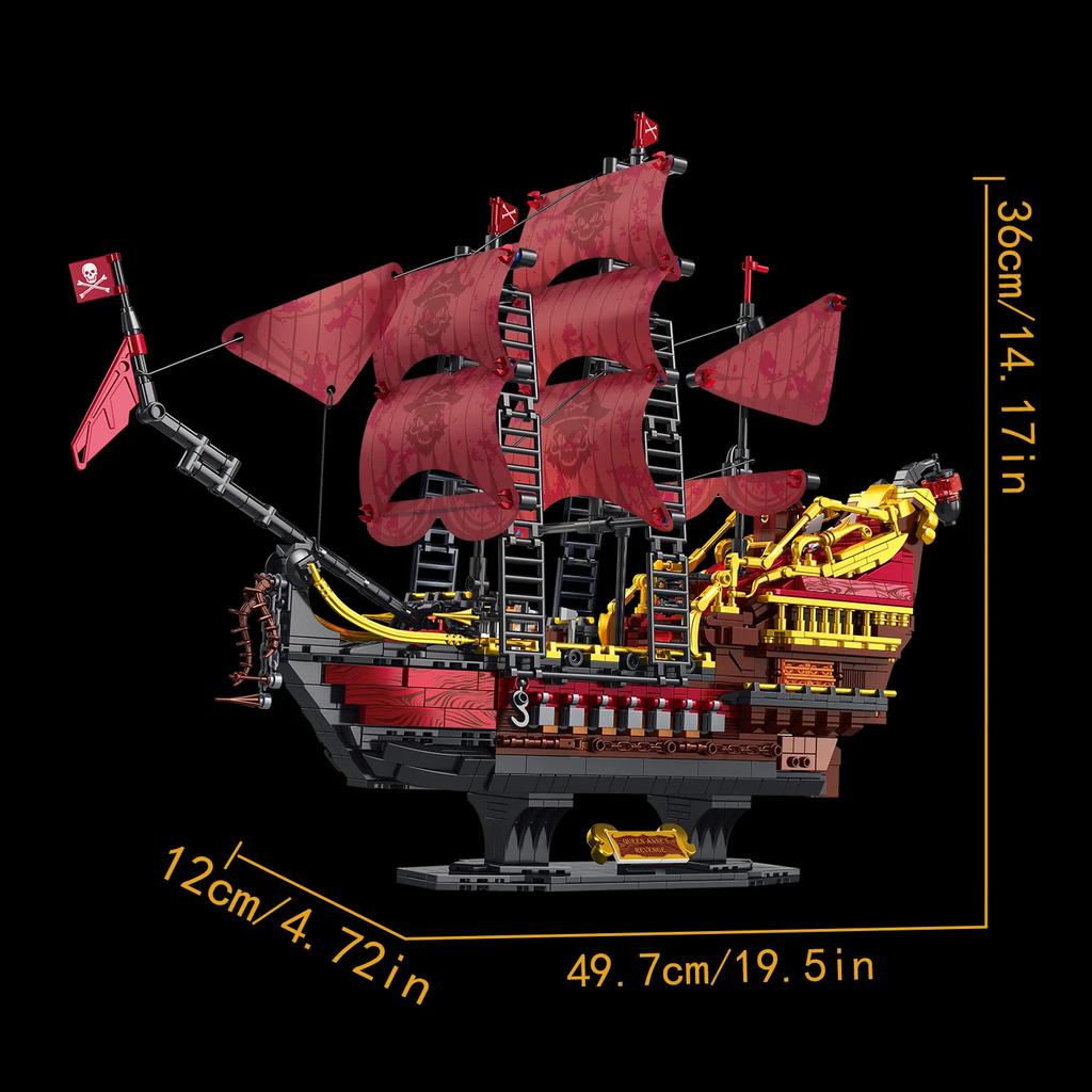 2000+PCS MOC Pirate Ship Series Assembly Building Blocks Model With Lighting Assembly Children's Toys Gift Home Ornaments