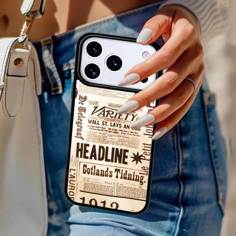 Newspaper with A London Lettering Phone Case For iPhone 17 Air 14 15 13 12 Max Cover For Apple 16e 11 Pro Max Plus Coque