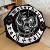 1pc Motorhead Logo Automatic Umbrella | Portable Foldable 8-Rib Manual Open, Cute Halloween & Christmas Gift for Outdoor, Casual Accessory, Durable Ca