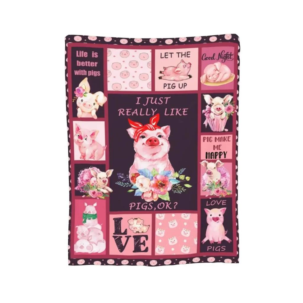 Pig Blanket Gifts for Women Pig Lovers,Pink Pig Blankets for Girls Boys,Cozy Warm Cute Animal Flannel Throw Blanket for Bed Sofa