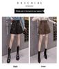 High-Waisted Coffee Leather Shorts for Women, 2024 Trendy Autumn/Winter A-Line Bootcut PU Pants, Perfect with Boots