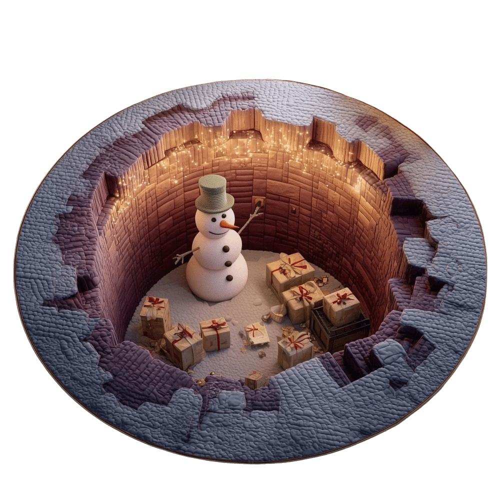 2D Flat Printed 3D Illusion Rug Non-Slip Christmas Doormat Cartoon Cute Xmas Home Decor Outdoor