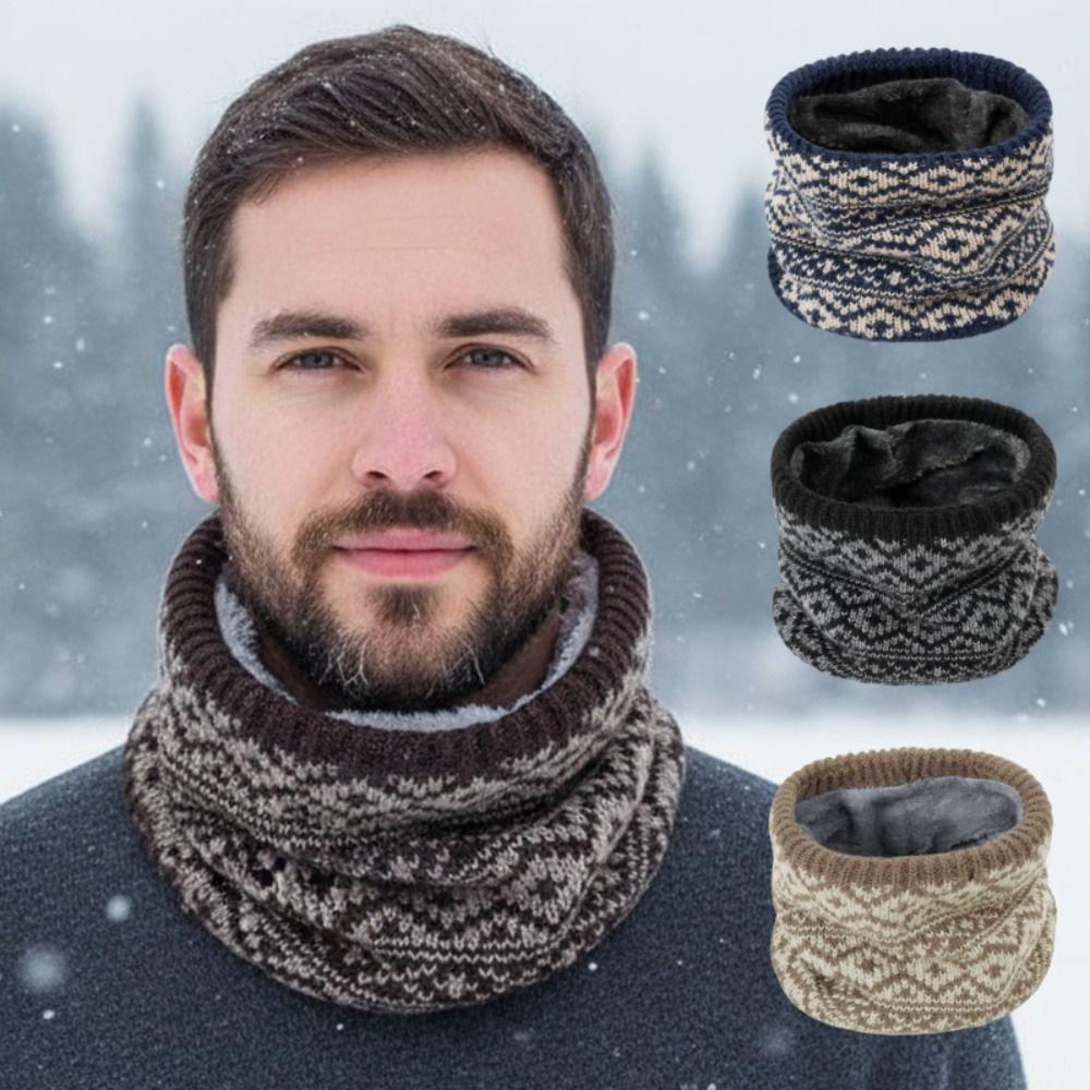 Thick Winter Knitted Scarf Snowflake Warm Neck Warmer Sport Scarf Fleece Muffler  Women
