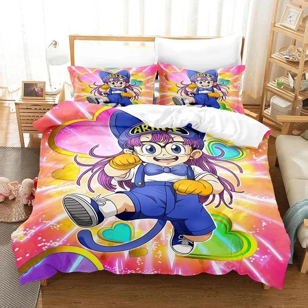 3D Cartoons Bed Sheet Set Kawaii Arale Bedding Set Single Twin Full Queen King Size Bed Set Adult Kid Bedroom Duvet Cover Sets