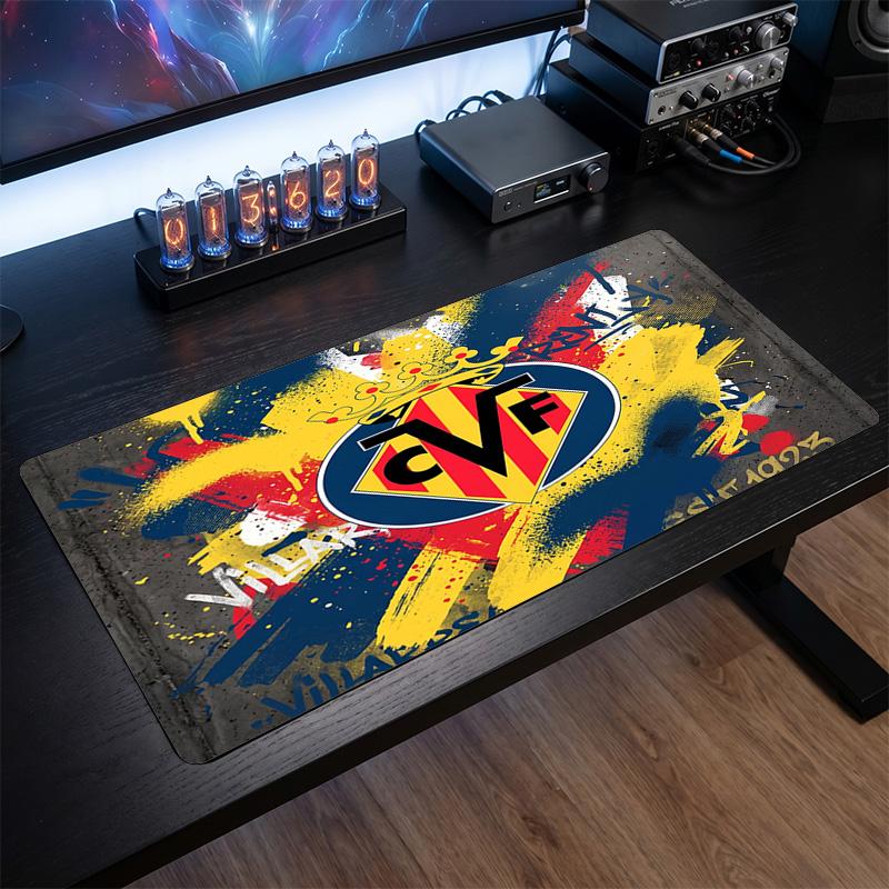 Villarreal FC Theme Pattern Mouse Pad, Soccer Logo Design XXL Gaming Desk Mat Non-Slip Computer Mouse Pad