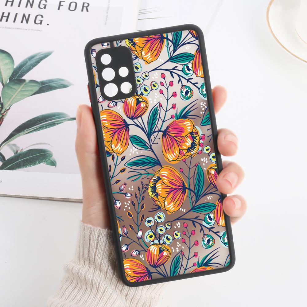 Ματ Θήκη Λουλούδι Για Samsung A05 Funda Galaxy A55 5G A54 A53 A52 A35 A34 A33 A14 A13 A12 A22 A23 A32 A51 A72 A73 M31 Σκληρή Θήκη