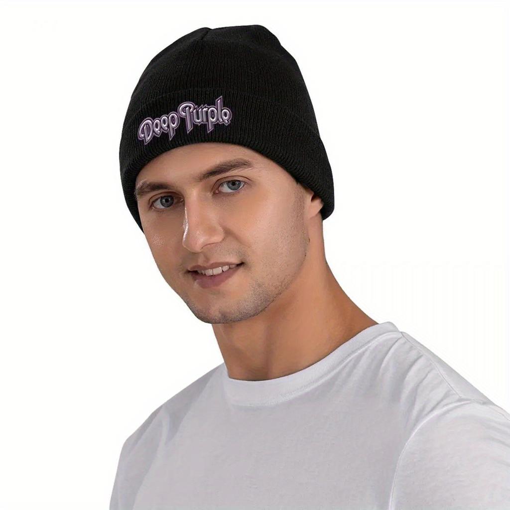 Deep Purple Beanie Hats Text Knitting Hat Hippie Warm Soft Men Women Caps Autumn Winter Custom Casual Bonnet Hats Gift