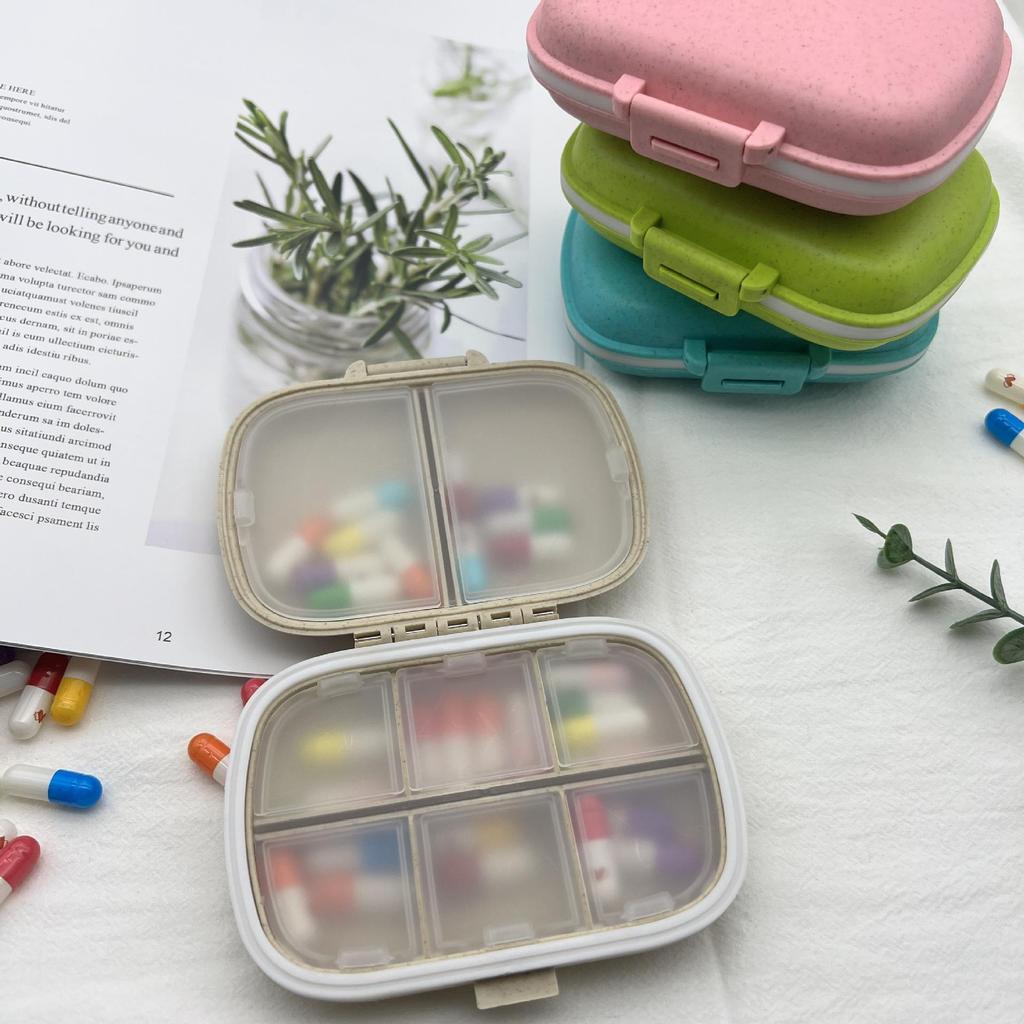 Wheat Straw 8-Compartment Portable Pill Organizer - Moisture-Proof Weekly Medicine Holder