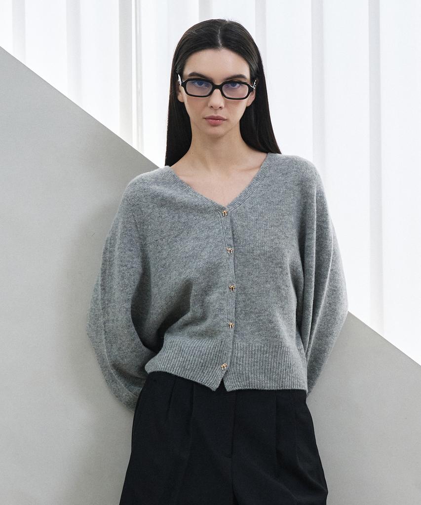 Plunastudio Ribbon Knit Cardigan Gray