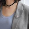Fashionable North Star Snowflake Zircon Brooch, Women's Anti-Exposed Pin, Fixed Clothes Metal Buttons, Wedding Party Gifts
