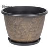 Large Plastic Planters for Outdoor 12 Inch Thickened Flower Pots Indoor, Leaf-Pattern Texture Stable Heavy Duty Plant Planter with Drainage