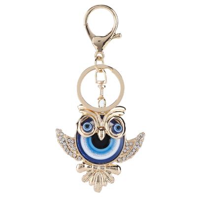 Strass Schlüsselanhänger Modeschmuck Taschen-Geldbörsen-Accessoires mit Eule Blau Türkischer Böser Blick Anhänger