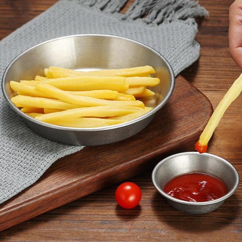 Vintage Talerz ze stali nierdzewnej Barbecue Restauracja Zachodnia Sałatka Mała miseczka Filiżanka na sos Spodek na frytki Ketchup Naczynia kuchenne