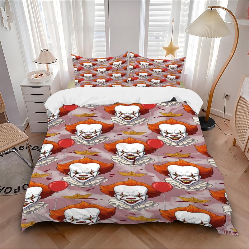 Clown Bedding 3 Piece Set HD Print Duvet Cover Pillowcases for Teens Adult Bedroom Decoration Christmas Gift