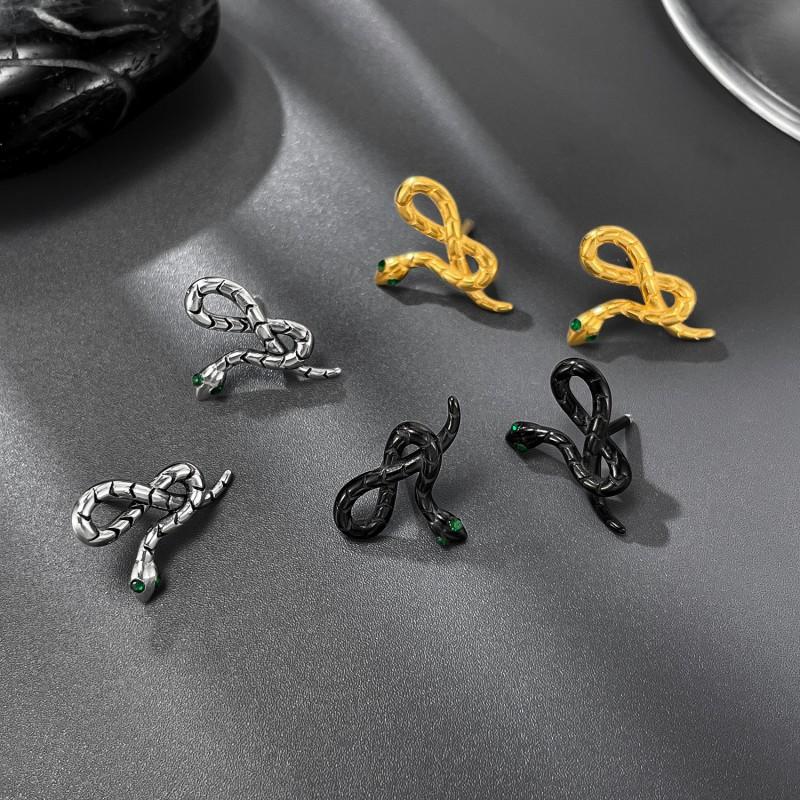 Creative Earrings Men's Stainless Steel Personality Hip-hop Punk Style Snake Shaped Titanium Wholesale
