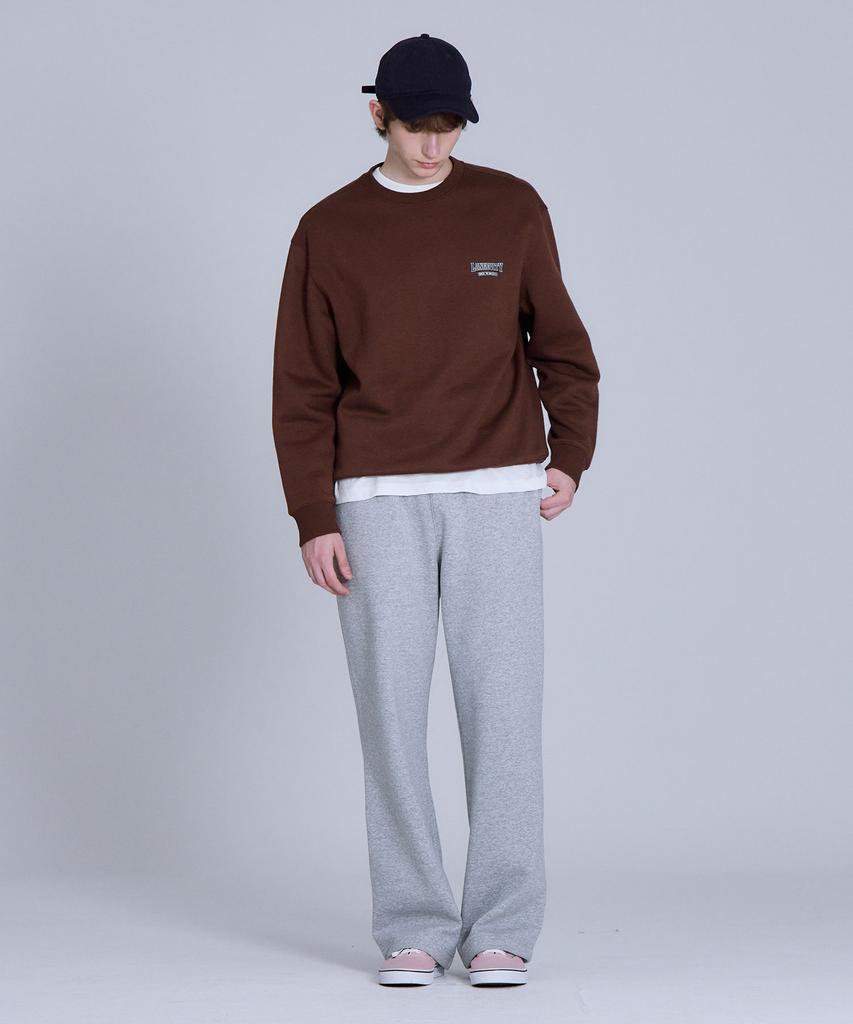 BASIC HOUSE Brushed Terry Straight Fit Pants Melange Grey Lapt7102