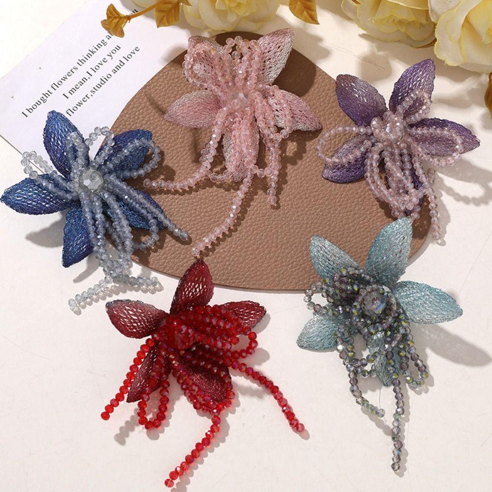 Vintage Crystal Beads DIY Sewing Decals Multi-layer Handmade Crystal Patch Tassel Y2K Applique Decorative DIY Crafts