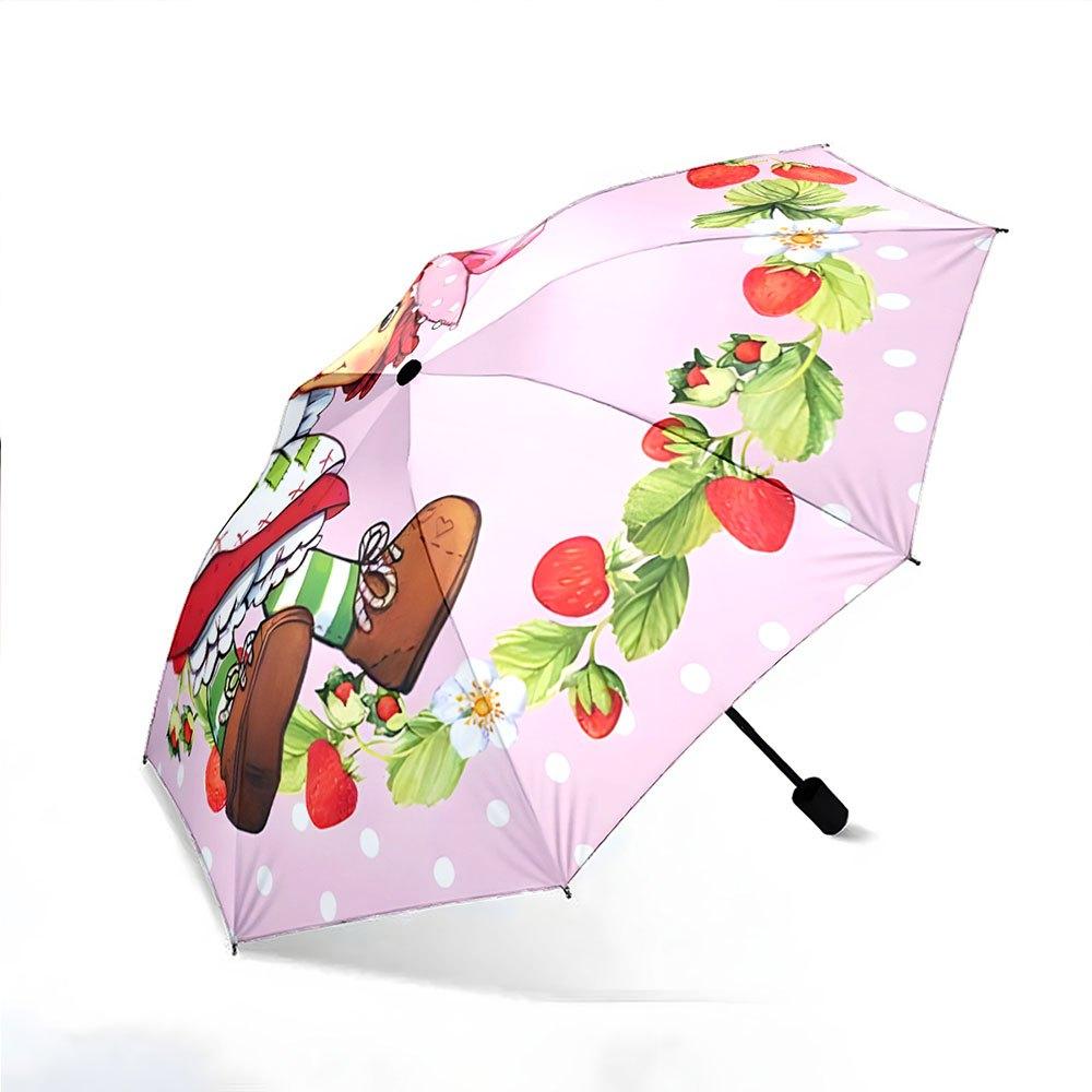 1pc Open/Close Strawberry Umbrella with Cute Strawberry Character&Folding Canopy - Pink&Red Travel Umbrella,Compact Folding Umbrella for