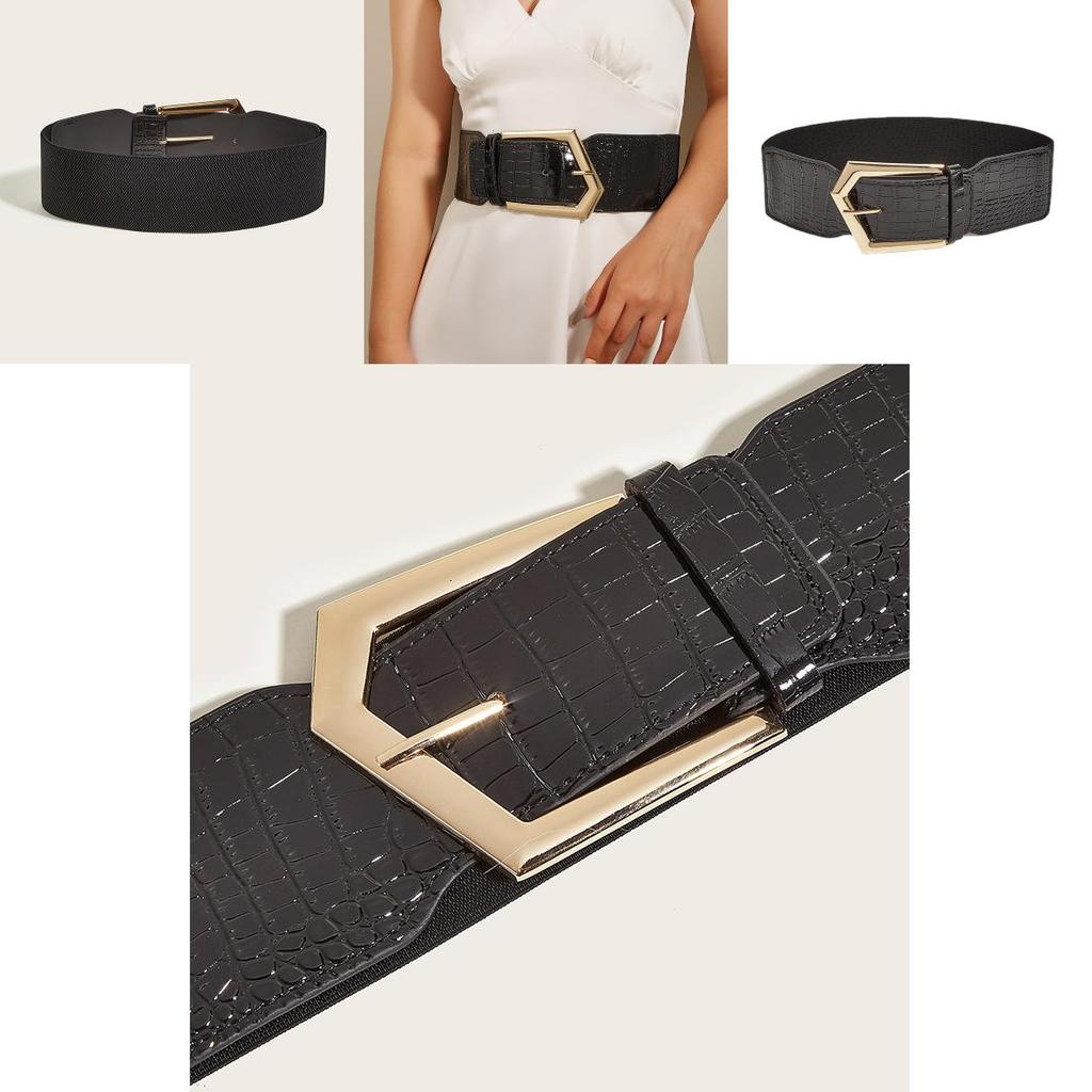 Trendy Vintage Style Waist Belt With Flexible Fit And Metal Buckle For Womens Apparel