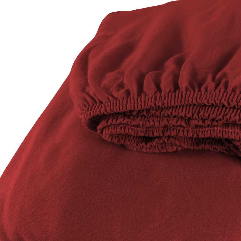 Fitted Sheet 180x200 Jersey FLEXIBLE Soft Burgundy Polish