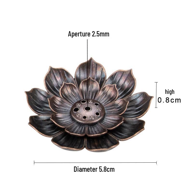 Lotus Alloy Multi-Hole Incense Holder and Burner Tray - Ornamental Incense Diffuser for Sticks