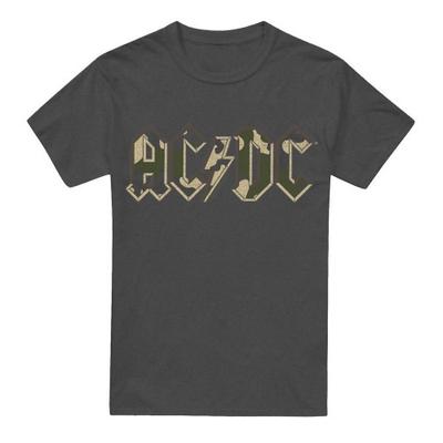 AC/DC Unisex Yetişkin Kamuflaj Logolu Tişört