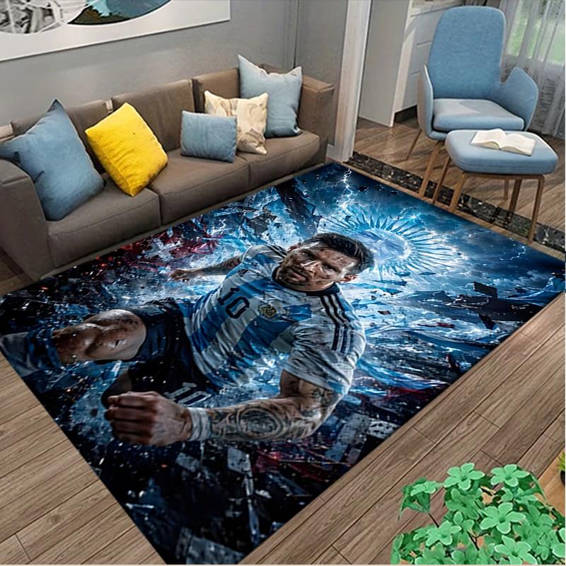 1pc Football Star Messi Printed Chair Rug for Home Office Use, Living Room Kitchen Game Room Area Carpet