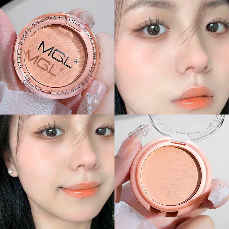 Girlish Pink Nude Makeup Blush Palette: Korean Style, Student-Friendly, Subtle Single-Color with Low Saturation.