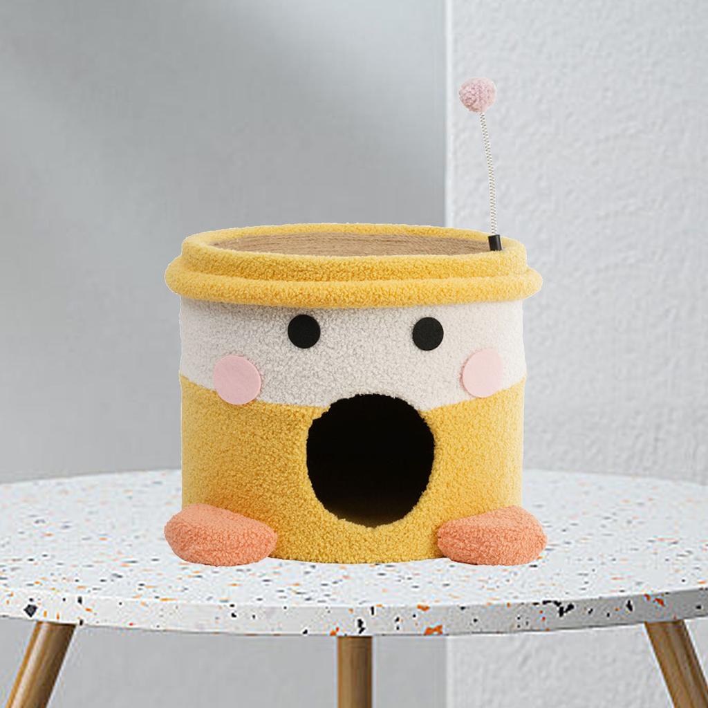 Cat Scratcher House Cartoon Barrel Style Durable Antiwear Stable Cat Scratching Box for Home Indoor