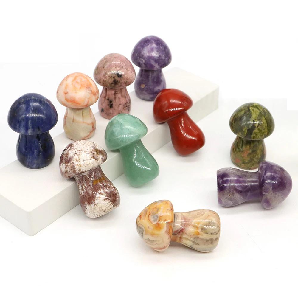 1.5" Natural Crystal Mushroom Gem Quartz Mushroom Mineral Healing Reiki Home Decoration Diy Crafts Gift Aquarium Stone