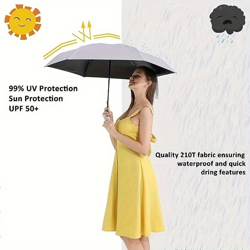 Mini guarda-chuva dobrável de cor sólida, 6 nervuras, casual, leve, durável, portátil, para homens e mulheres
