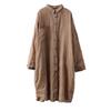 2026 Spring Women's Retro Cotton Linen Dark Pattern Mid-Length Cardigan Shirt