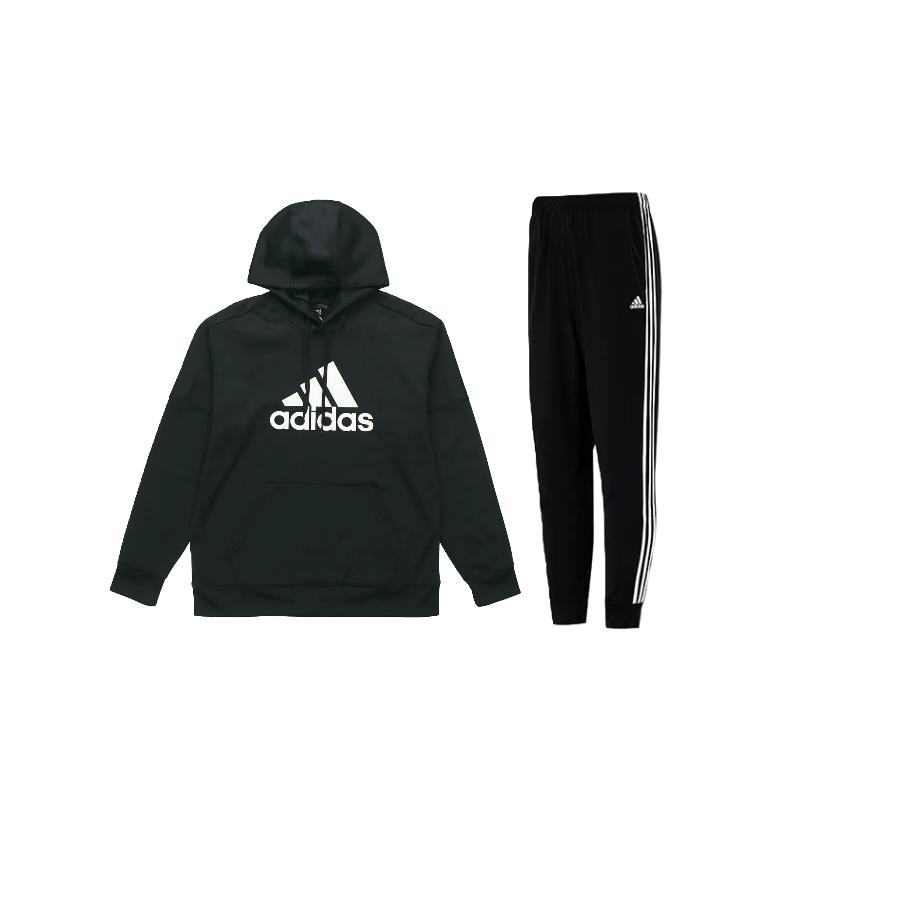 

Adidas Logo Print Hoodie And Classic Three Stripes Knit Long Pants Casual Sports Set Men Hoodies And Pants Black DH9018+GK8995_20240826144529 M