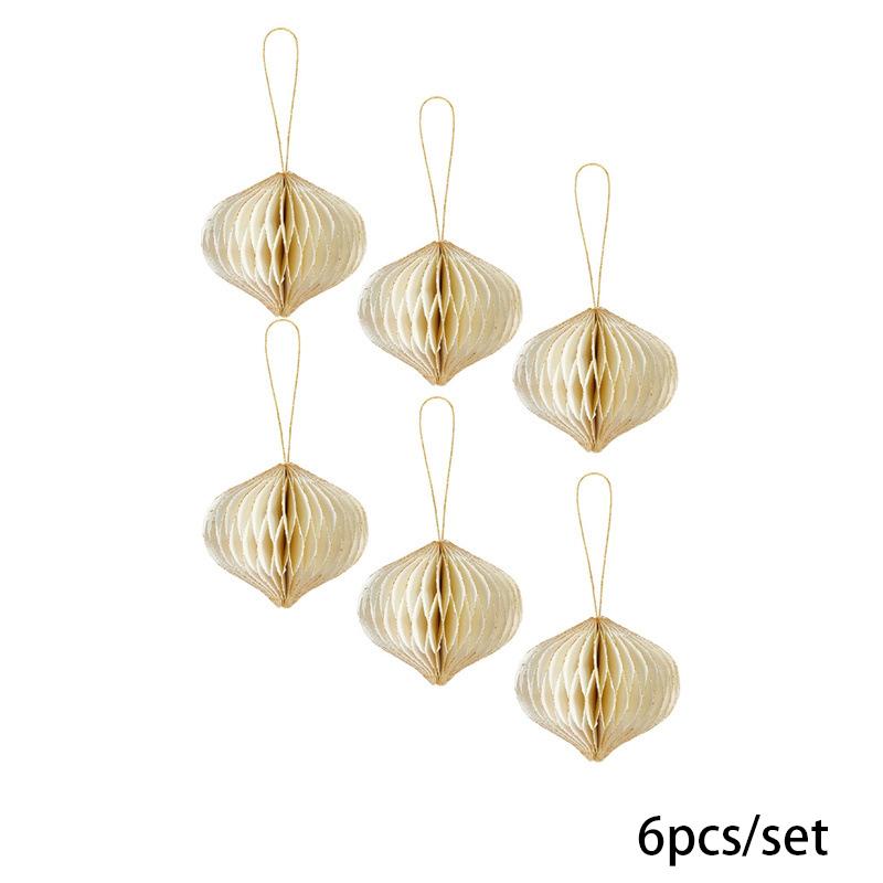 1/6ks 3D mini trblietavý prívesok voštinový guľôčka s trblietavým okrajom z papiera voštinový ornament