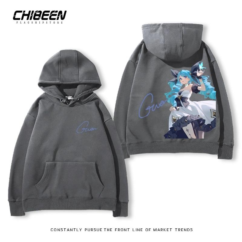 League of Legends LOL Lingluo Puppe Gwen Print Herren Kapuzensweatshirt Herbst und Winter Outdoor Plus Samt Locker Erwachsene Oberteile