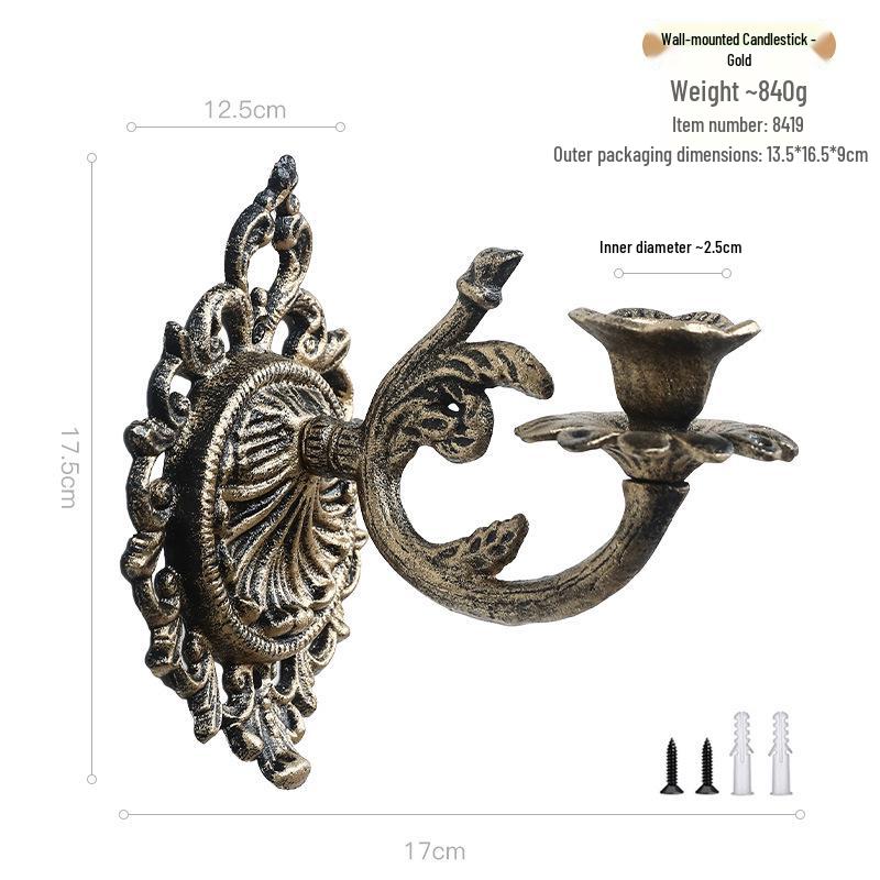 European Retro Geometric Wall-Mounted Candle Holder for Hotel and Restaurant Décor