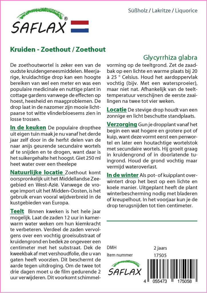 SAFLAX Lékořice - 30 semen - Se substrátem pro lepší pěstování - Glycyrrhiza glabra