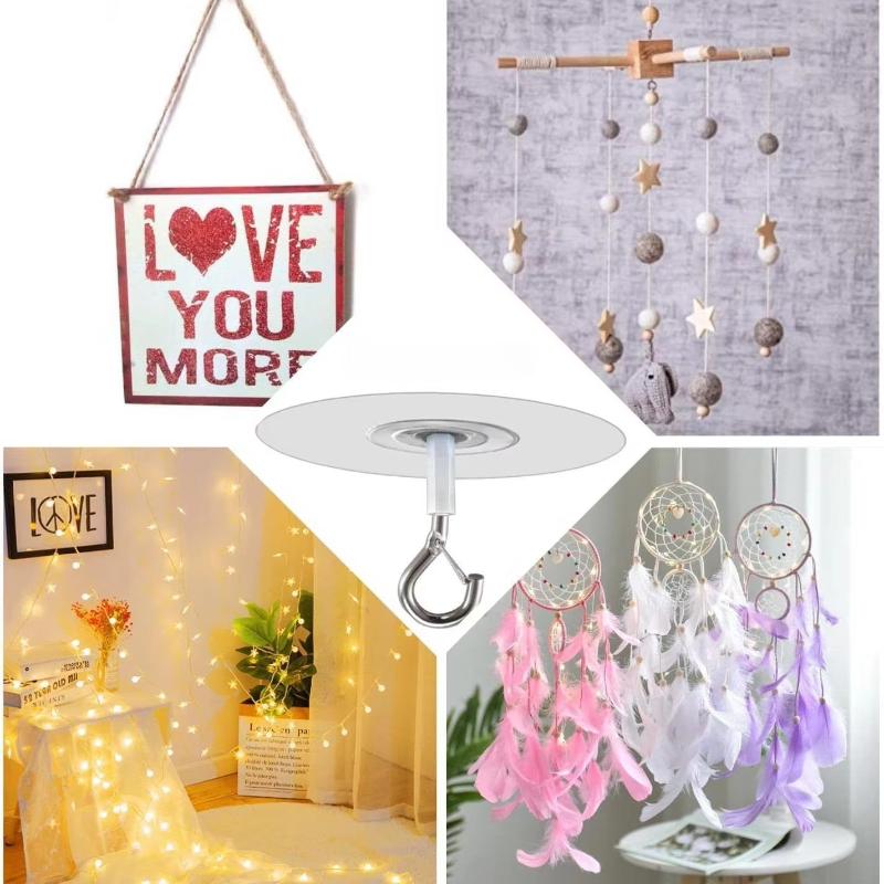 1-20PCS Adhesive Hooks Ceiling Strong Bearing Sticky Rack Kitchen Wall Key Hangers for Hanging Plant Wind Chimes Lights