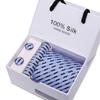 Gift Box Men'S Tie Five-Piece Set, Formal Business 7.5Cm Striped Blue And Black Tie Wedding Groom