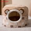 Cat Pet Bed Cave Warm Tent Soft Indoor Enclosed Covered Cavern House For Cats Kittens Small Pets With Removable Cushion Pad