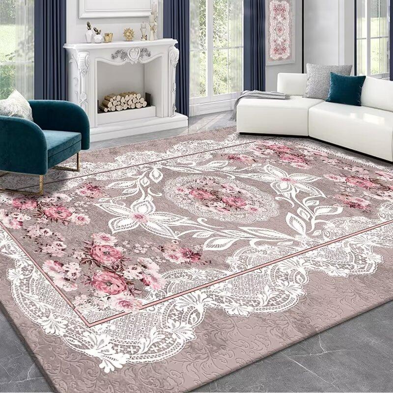 Tappeto Antiscivolo di Alta Gamma per Soggiorno Europeo Rosa Morbido Decorazione per la Casa Tappeto per Comodino in Camera da Letto Facile da Pulire Tappetino per Pavimento del Bagno Morbido