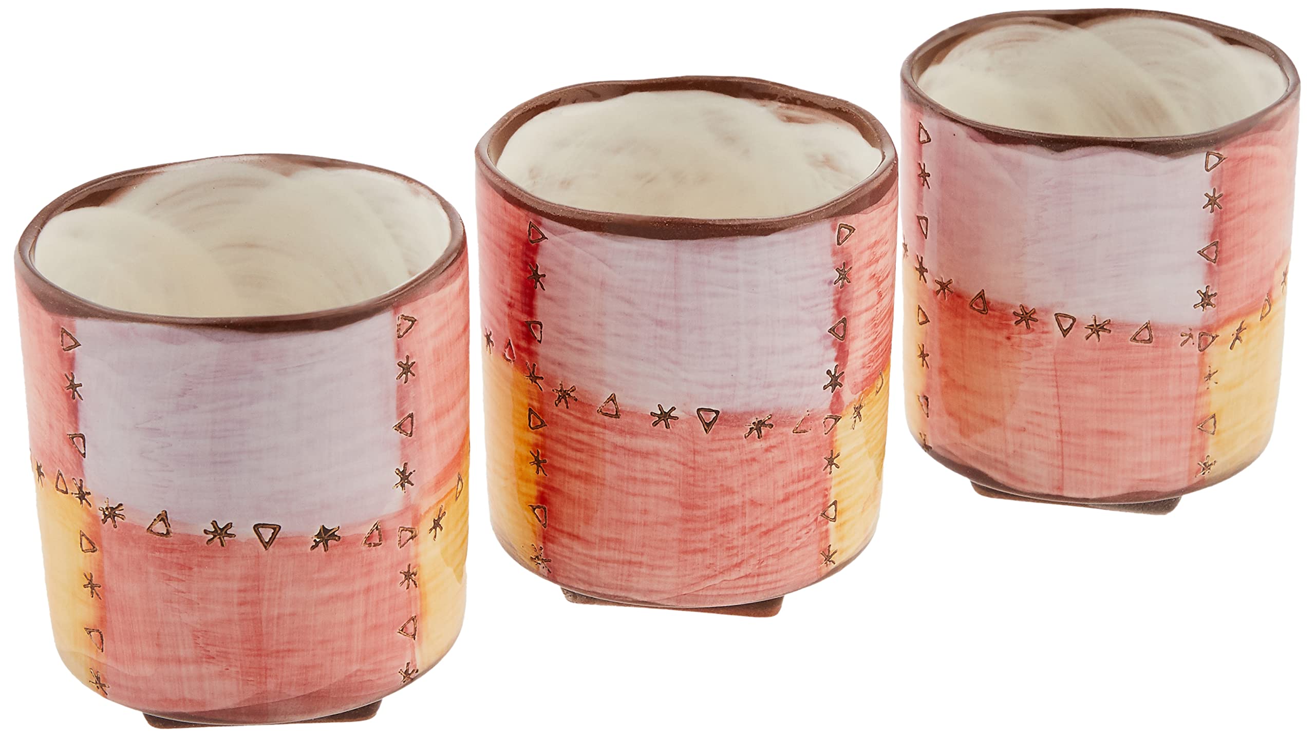 

Studio Sho Set of 3 Red Hasami Made in Japan J-kitchens ~ Square-Based Teacups, Patchwork, Ware,