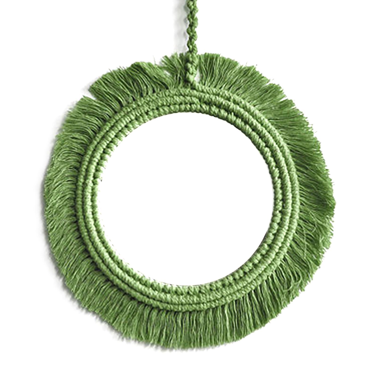 

Зеркало макраме, гобелен, подвесные настенные зеркала для макияжа, богемное украшение для квартиры, спальни, детской комнаты, прихожей зелёный