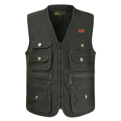 Cargo Weste Mehrere Taschen Weich Atmungsaktiv Reine Baumwolle Glättender Reißverschluss Angelweste für Outdoor