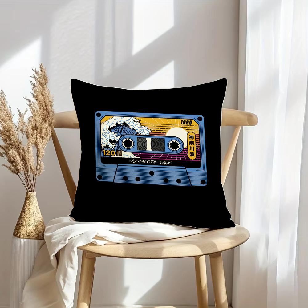 Retro Cassette Tape Cushion Cover Soft Plush Throw Pillow Cover  DoubleSided Decorative Cushion Case  Sofa Bedroom Home Decor