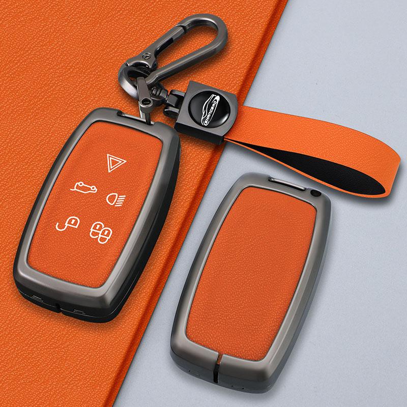 Car Key Case Cover For Land Rover Sport Freelander Discovery 4 Range Rover Sport Lr4 2010-2012 Zinc Alloy Leather Auto Keychain