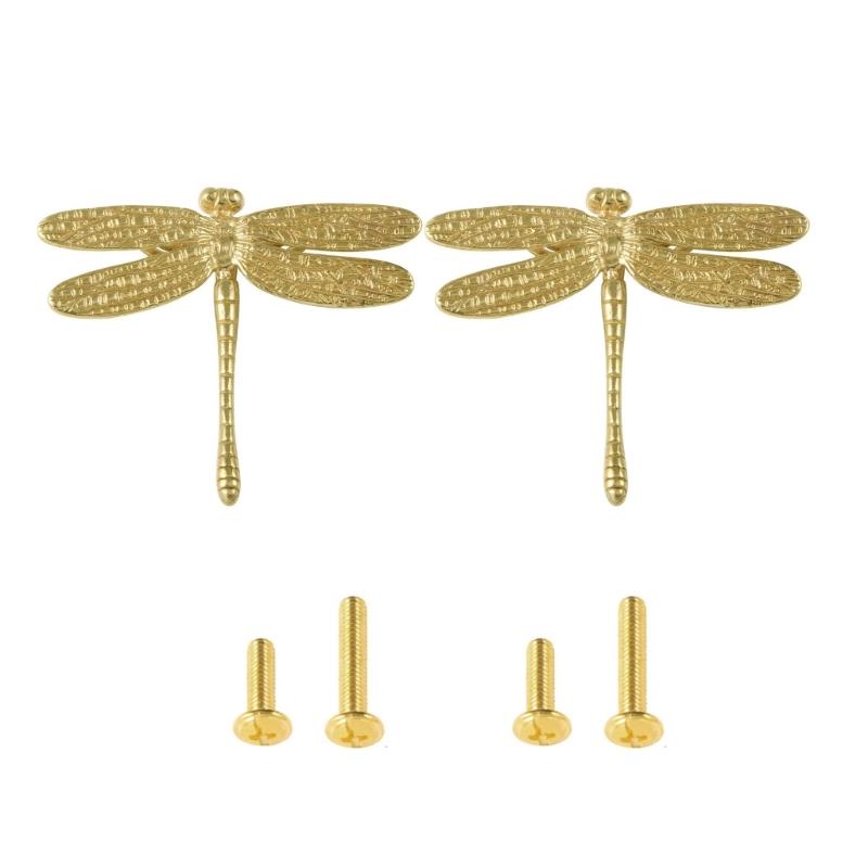 2 sady Kuchyňského kování Mosazné vážky Rukojeť pro zásuvky Snadné uchopení Instalace Vintage Domov Vylepšený