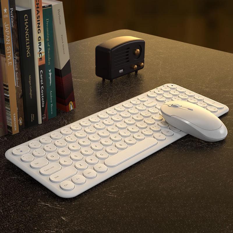 BOW Silent Wireless Keyboard & Wired Mouse Set, Bluetooth Compatible for Women's Office Use, Laptop & Desktop