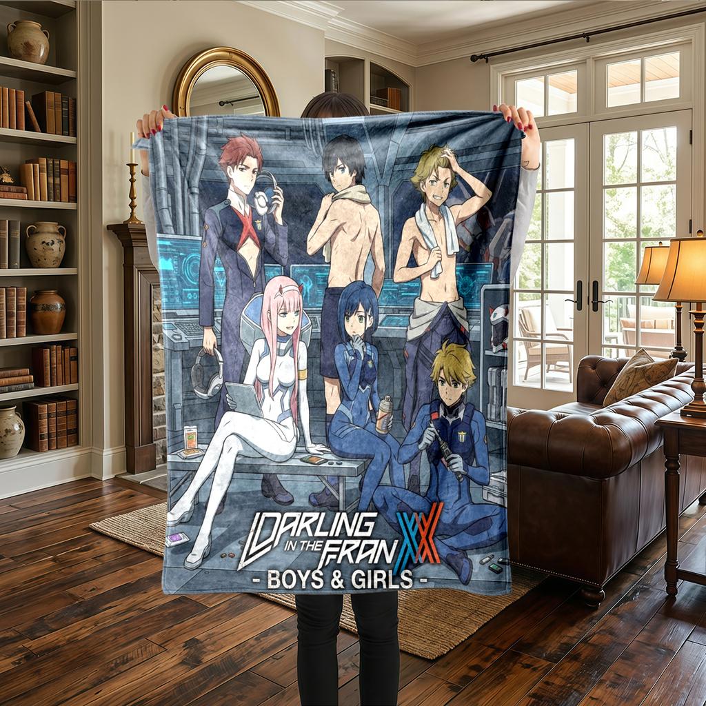 DARLING In the FRANXX Flannel Blanket Printed - Warm, For Bedrooms, Travel -HE11